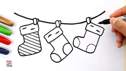 نقاشی برای کودکان - جوراب های کریسمس با رنگ آمیزی