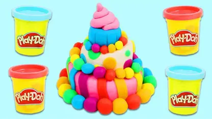 آموزش خمیر بازی کودکان - کیک رنگین کمان برای سرگرمی