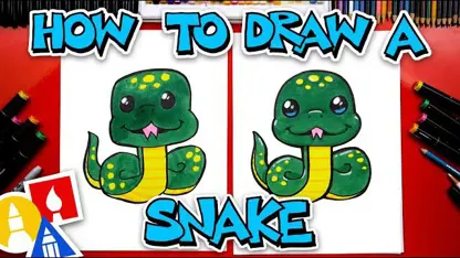 آموزش نقاشی به کودکان - مار کارتونی زیبا با رنگ آمیزی