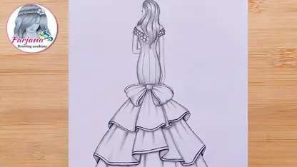آموزش طراحی با مداد برای مبتدیان - دختر با لباس زیبا و شیک