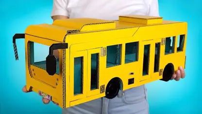 ترفند ساخت اتوبوس مقوایی زرد در چند دقیقه