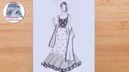 آموزش طراحی با مداد برای مبتدیان - دختری را با یک لباس زیبا