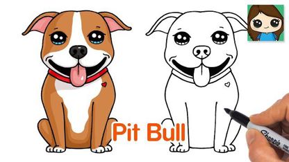 آموزش نقاشی به کودکان - یک سگ پیت بول با رنگ آمیزی