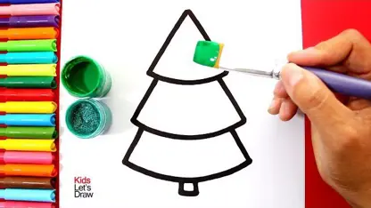 آموزش نقاشی کودکان "درخت کریسمس اکریلی"