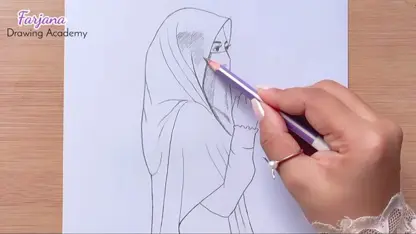 طراحی با مداد برای مبتدیان - دختری با حجاب