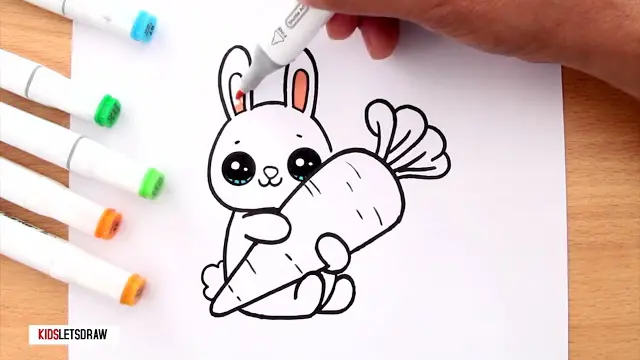 کودکان کشیدن یک خرگوش با رنگ آمیزی