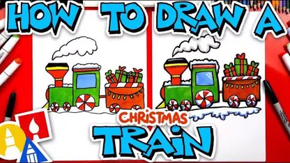 اموزش نقاشی به کودکان "قطار کریسمس" در چند دقیقه