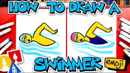 آموزش نقاشی به کودکان - یک شناگر قوی با رنگ آمیزی