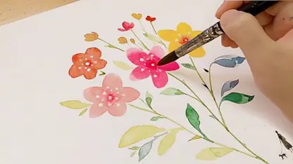 آموزش نقاشی با آبرنگ - نحوه کشیدن گل های ساده