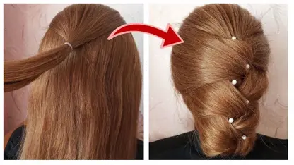 آموزش مدل مو برای مبتدیان - یک شینیون مو برای موهای متوسط و کوتاه
