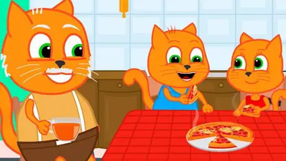 کارتون خانواده گربه با داستان - پیتزای خانگی خوشمزه