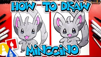 آموزش نقاشی به کودکان - پوکمون minccino با رنگ آمیزی