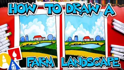 آموزش نقاشی به کودکان - یک منظره مزرعه با رنگ آمیزی
