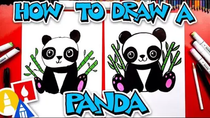 آموزش نقاشی به کودکان - پاندا بامزه با رنگ آمیزی