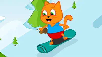 کارتون خانواده گربه با داستان - مسابقه اسنوبرد