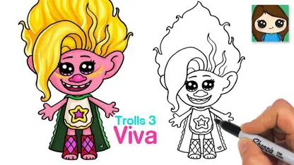 آموزش نقاشی به کودکان - نحوه ترسیم viva با رنگ آمیزی