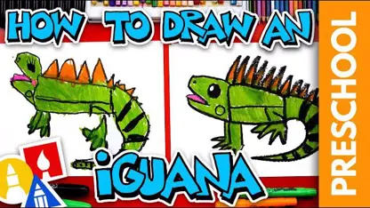 آموزش نقاشی به کودکان - ترسیم یک ایگوانا با رنگ آمیزی
