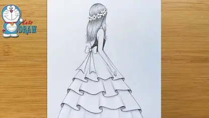 آموزش گام به گام طراحی با مداد - دختر با لباس زیبا