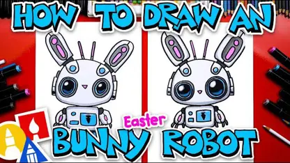 آموزش نقاشی به کودکان - ربات خرگوش عید پاک با رنگ آمیزی