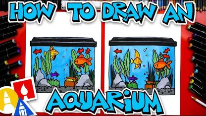 آموزش نقاشی به کودکان - آکواریوم تانک ماهی با رنگ آمیزی