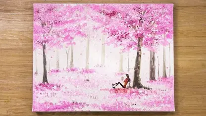 آموزش نقاشی با تکنیک های آسان "شکوفه های گیلاس"