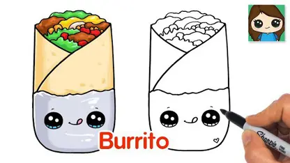 آموزش نقاشی به کودکان - یک burrito easy با رنگ آمیزی