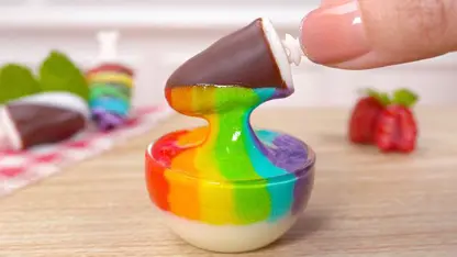 ترفند آشپزی مینیاتوری کیک - تزیین بستنی رنگین کمانی