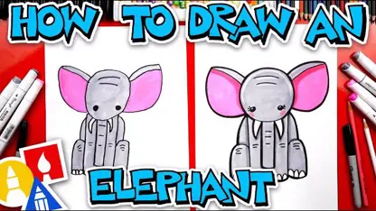 نقاشی کودکانه - فیل با رنگ آمیزی برای سرگرمی