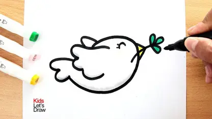 آموزش نقاشی به کودکان - یک کبوتر صلح با رنگ آمیزی