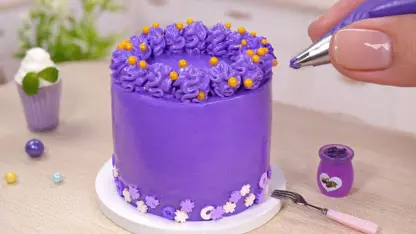 ترفند آشپزی مینیاتوری - تزئین کامل کیک بنفش