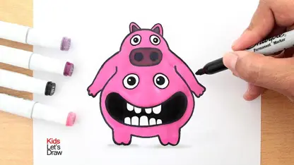 آموزش نقاشی به کودکان - سرآشپز خوک با رنگ آمیزی