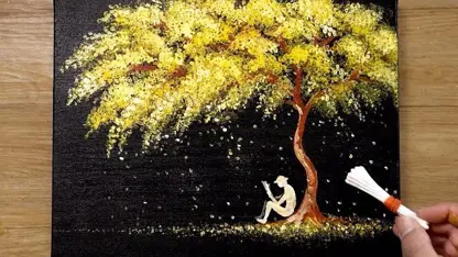 آموزش نقاشی با تکنیک های ساده "مرد کنار درخت "