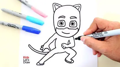 آموزش نقاشی به کودکان - ماسک های pj با رنگ امیزی
