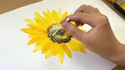 آموزش نقاشی با آبرنگ برای مبتدیان - گل آفتابگردان