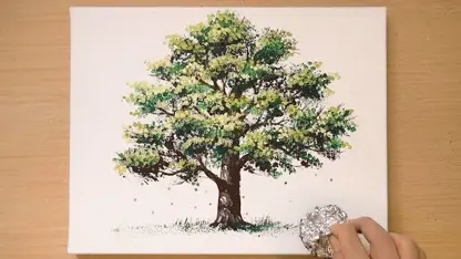 آموزش نقاشی با تکنیک آلومینیوم برای مبتدیان - تک درخت