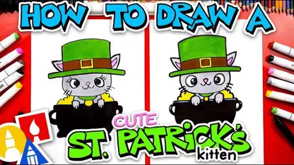 آموزش نقاشی به کودکان - بچه گربه ناز با رنگ آمیزی