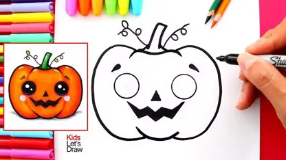 نقاشی کودکانه - کدو تنبل هالووین با رنگ آمیزی