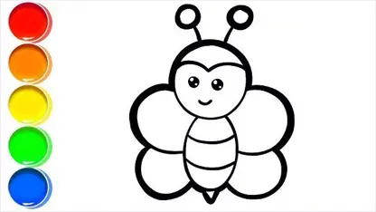 اموزش نقاشی به کودکان با موضوع " زنبور " و رنگ امیزی ان