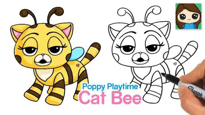 آموزش نقاشی به کودکان - ترسیم زنبور گربه با رنگ آمیزی