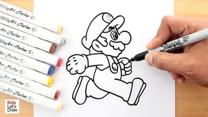آموزش نقاشی به کودکان - سوپر ماریو با رنگ آمیزی