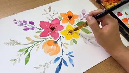 آموزش نقاشی با آبرنگ برای مبتدیان - نحوه کشیدن گلهای زیبا