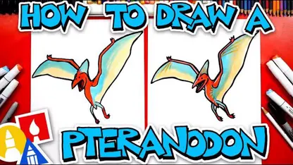 آموزش نقاشی به کودکان - دایناسور pteranodon با رنگ آمیزی