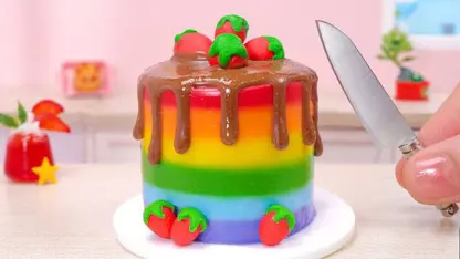 آشپزی مینیاتوری - کیک شکلاتی توت فرنگی برای سرگرمی