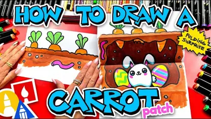 آموزش نقاشی به کودکان - یک سورپرایز تاشو هویج با رنگ آمیزی