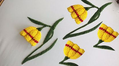 آموزش گلدوزی - گل زرد زیبا در یک نگاه