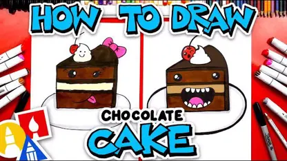 آموزش نقاشی به کودکان - کیک شکلاتی با رنگ آمیزی