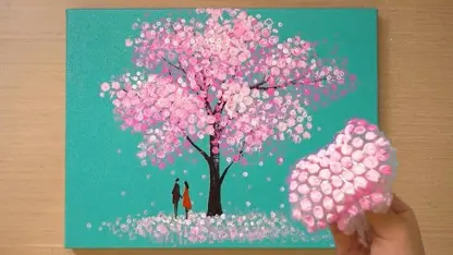 آموزش نقاشی آسان برای مبتدیان - زن و شوهر زیر درخت