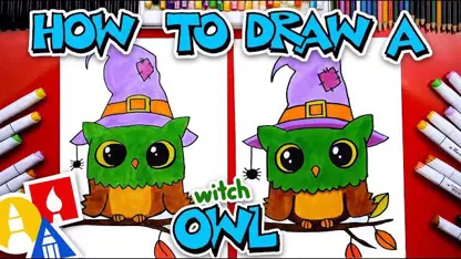 آموزش نقاشی به کودکان - جغد جادوگر هالووین با رنگ آمیزی