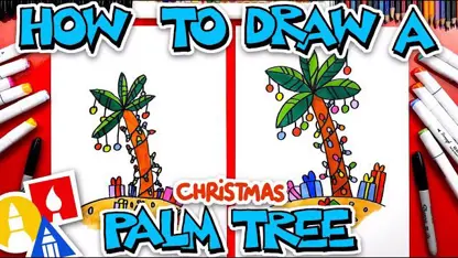 اموزش نقاشی به کودکان "درخت نخل کریسمس" در چند دقیقه