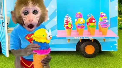 میمون کامیون بستنی برای سرگرمی